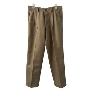 Dockers Mens Pleated Classic Fit Woven Tan Individual Fit Pants 32x32